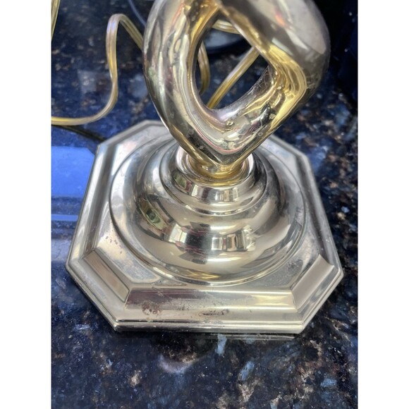 Vtg 14" Table Lamp Gold Brass Open Barley Twist Heavy Polished 80s - Picture 4 of 11